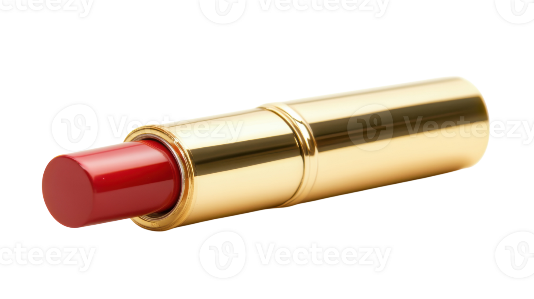 A lipstick with a gold tube and red tip png