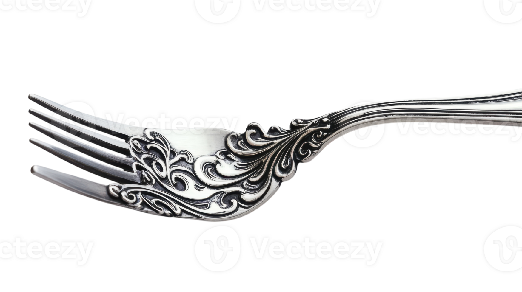 Intricately Designed Silver Fork for Elegant Dining and Table Settings, Perfect for Upscale Events and Fine Cuisine.. png