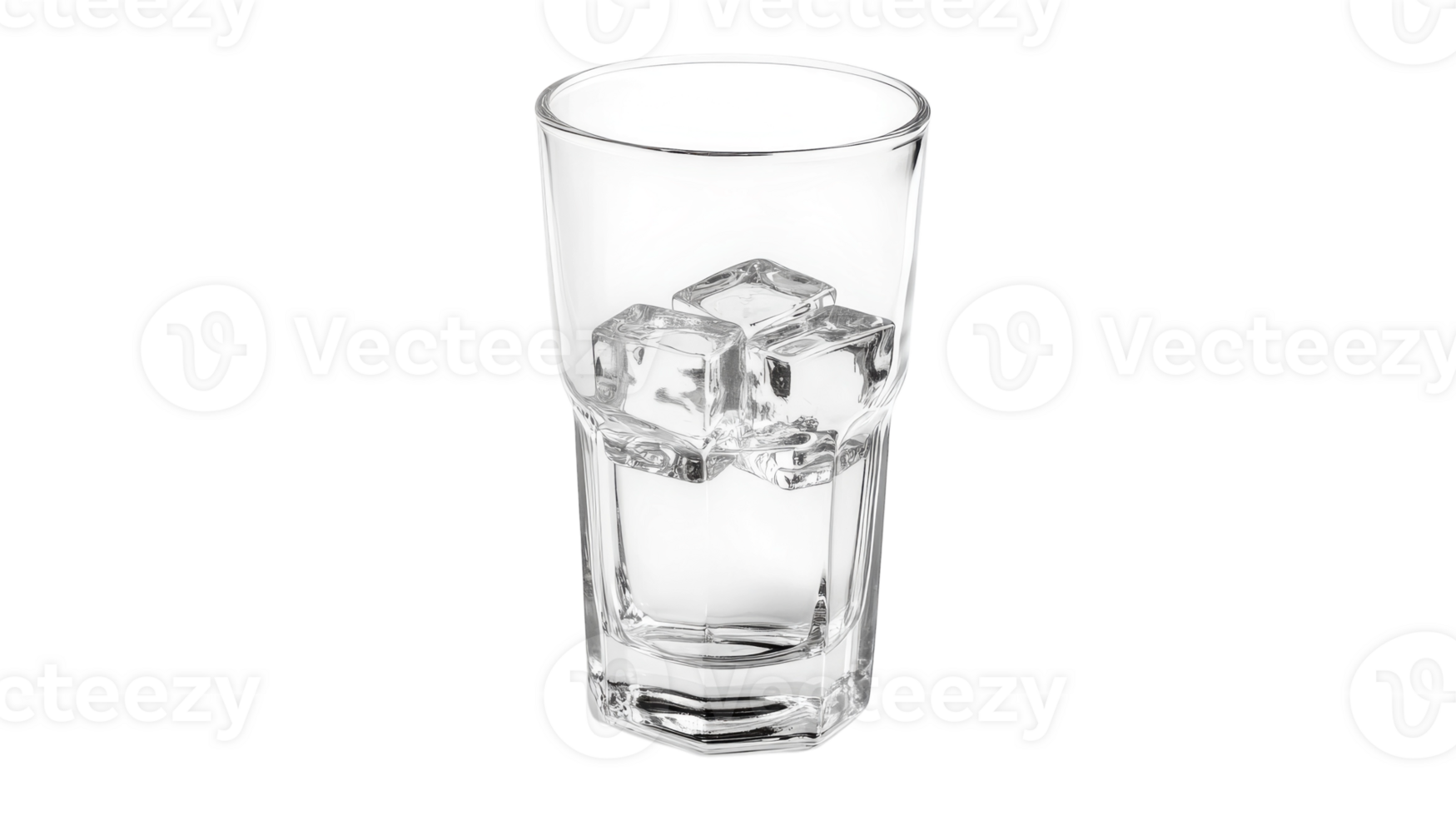 A Refreshing Glass of Cold Water with Ice Cubes Perfect for Quenching Thirst and Enhancing Any Beverage Experience. png