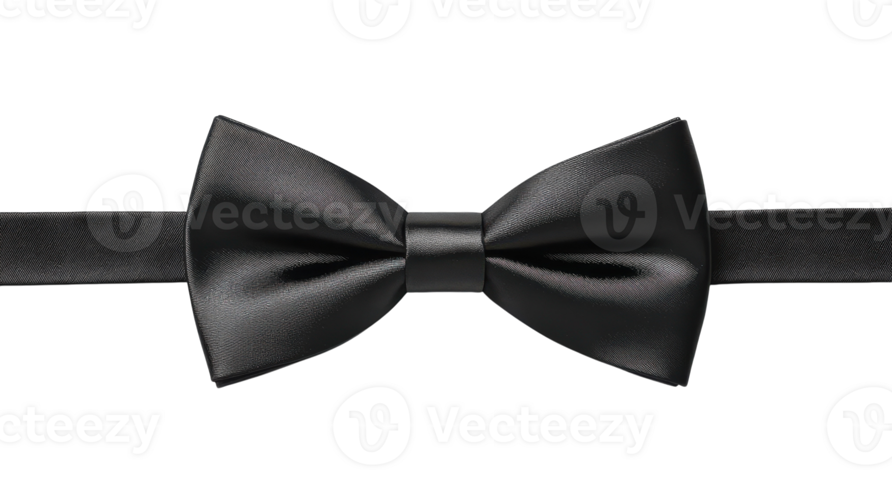 Elegant Black Bow Tie Placed Flat on a Crisp White Background Ideal for Fashion and Formal Wear Promotions. png