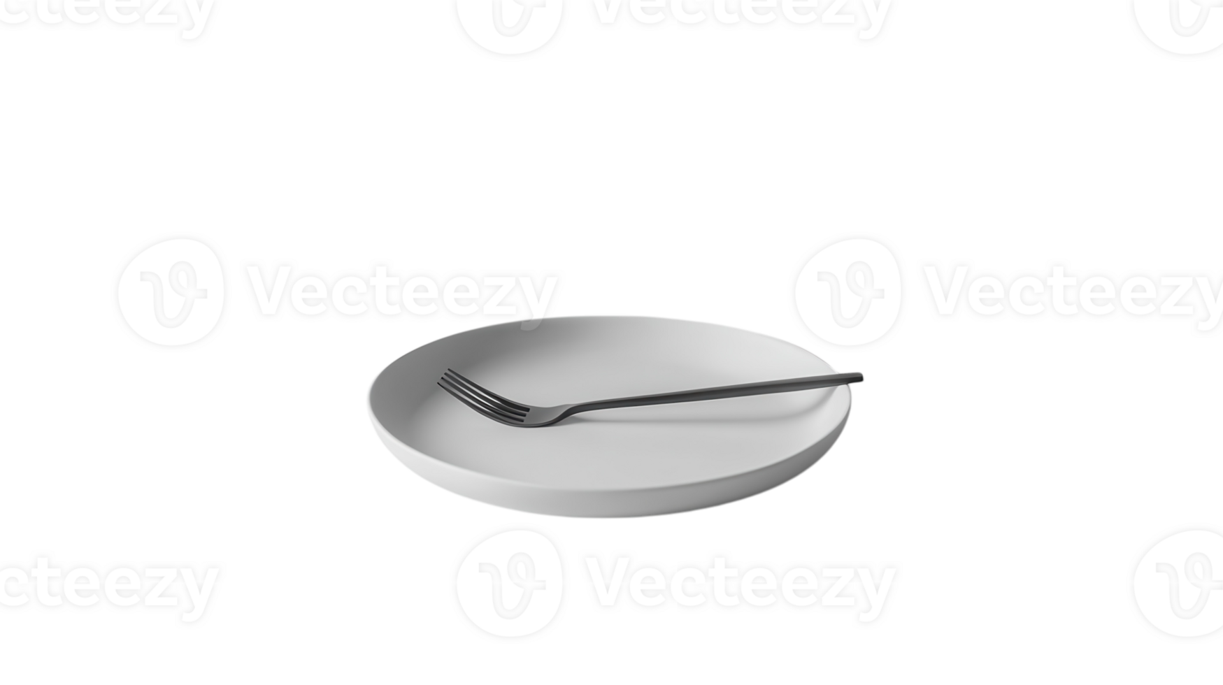 A Minimalist White Porcelain Plate with a Fork Ideal for Elegant Dining Settings and Food Presentation in Culinary Contexts. png
