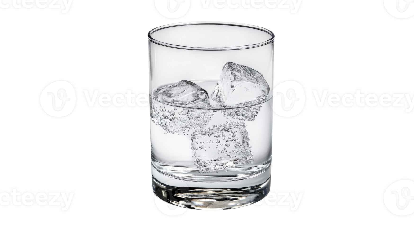 A Refreshing Glass of Cold Water with Ice Cubes Ideal for Promoting Hydration and Wellness in Beverage-Related Content. png