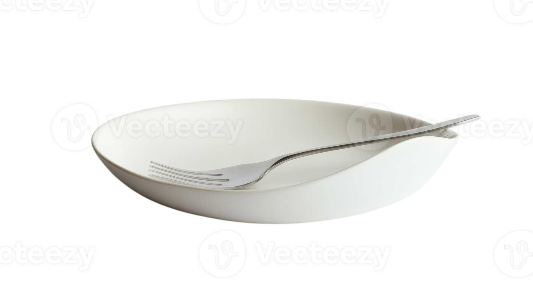 Elegant Presentation with a Simple White Porcelain Plate and Fork - Perfect for Culinary Art and Dining Settings. png