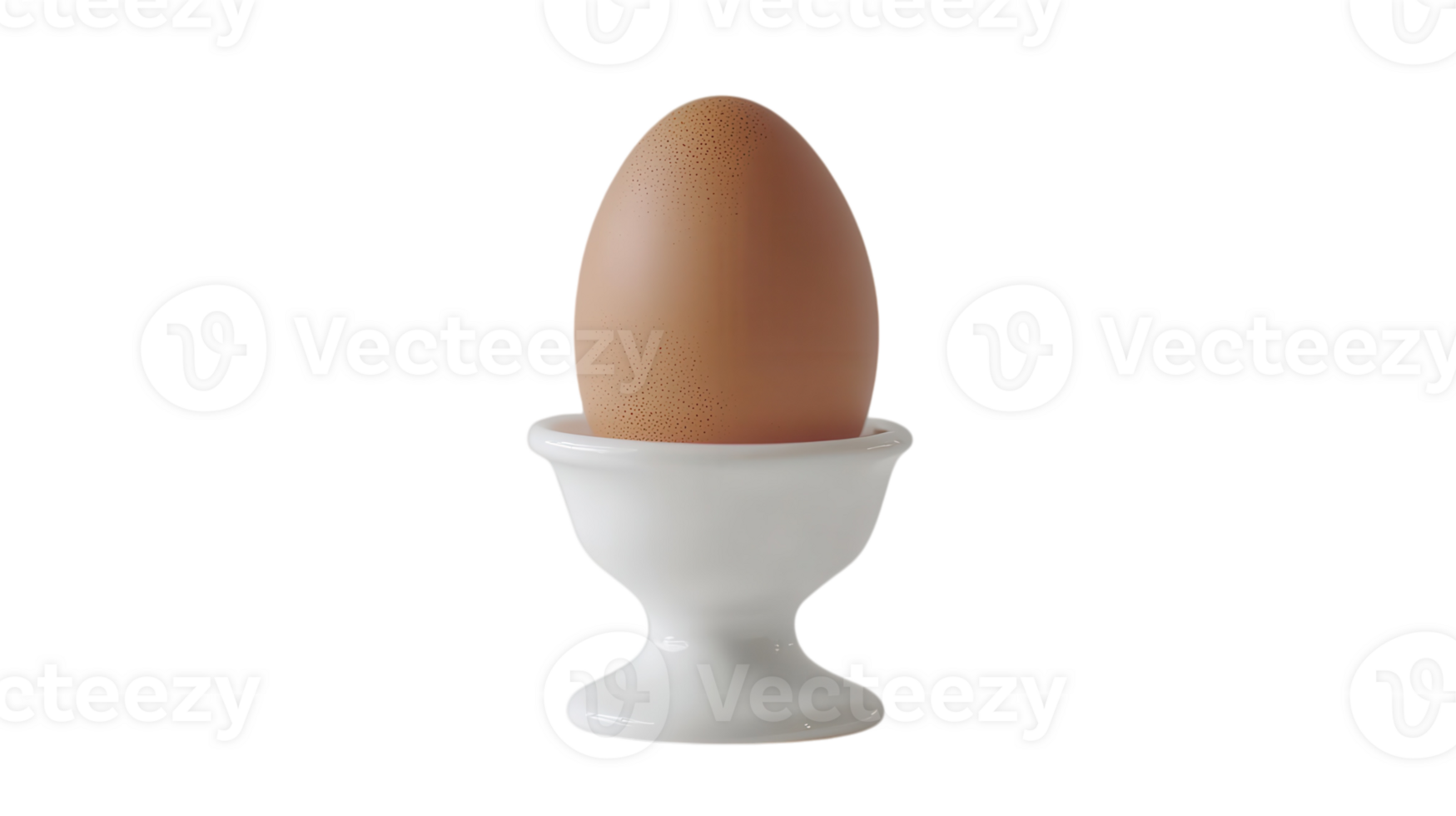 A Single Brown Egg in a White Ceramic Egg Cup Perfect for Breakfast or Culinary Presentations. png