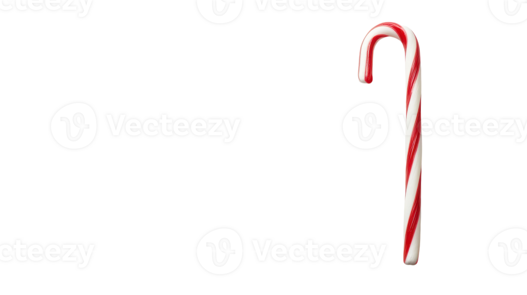 A Vibrant Single Candy Cane with Classic Red and White Stripes Perfect For Holiday Decorations, Treats, and Festive Celebrations.. png
