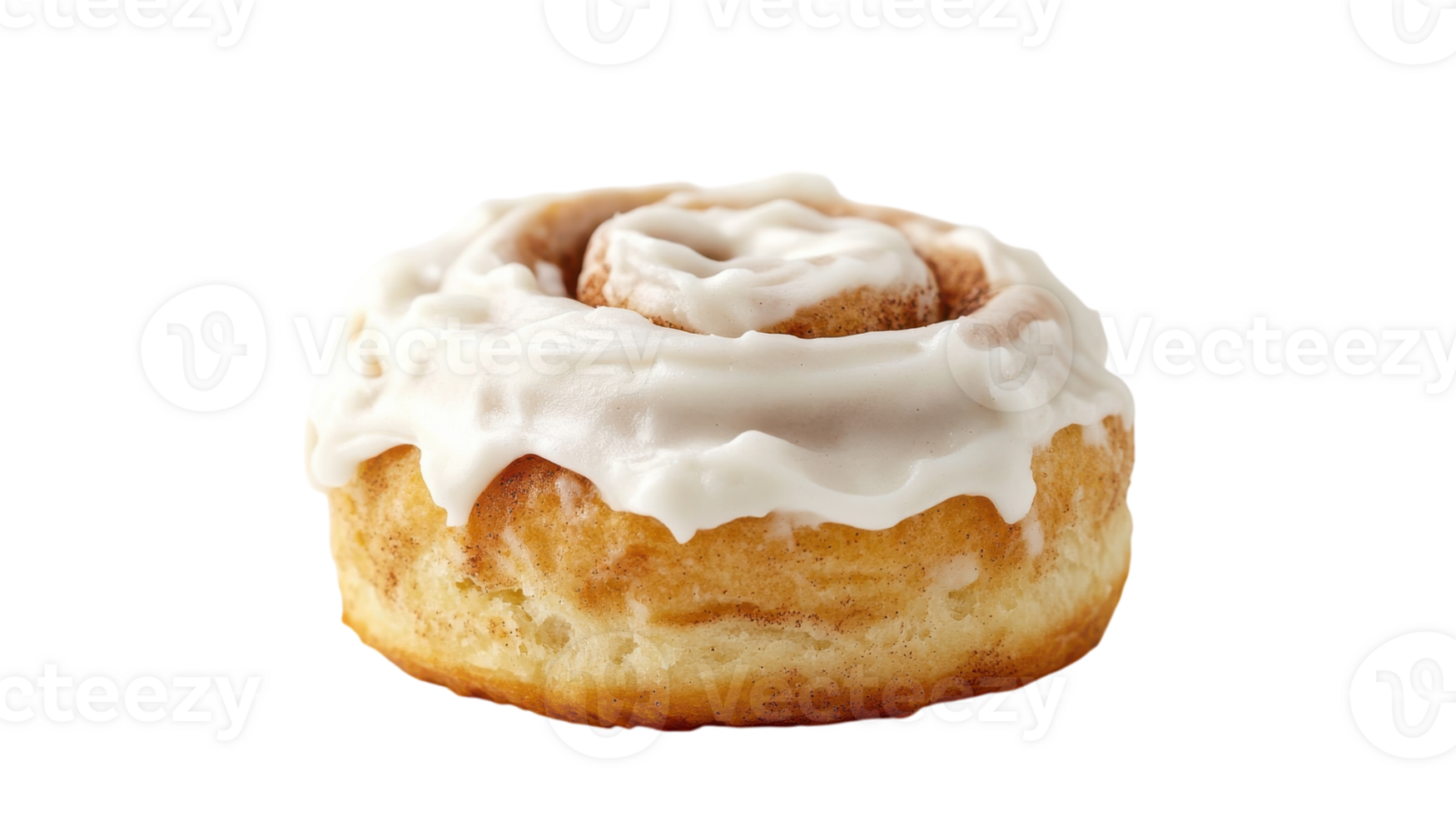 Delicious Single Cinnamon Roll with Cream Cheese Frosting for Dessert or Breakfast Treat. png