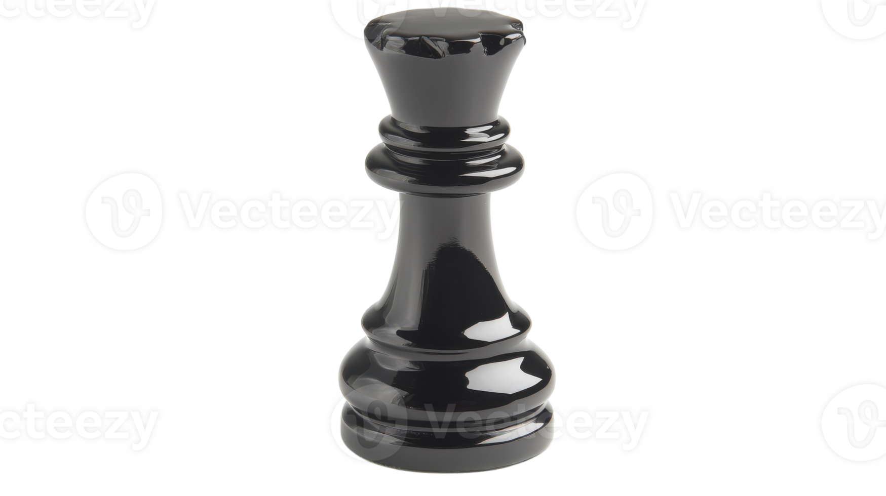 Single Glossy Black Chess Piece Representing the Queen Perfect for Illustrating Strategy and Game Concepts in Promotions or Publications. png