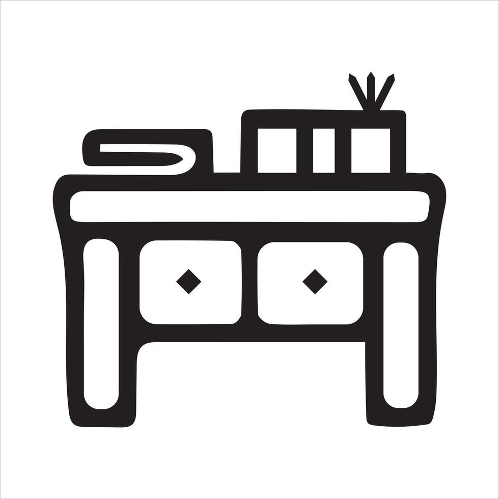Clean and Simple Desk Icons in Line and Flat vector