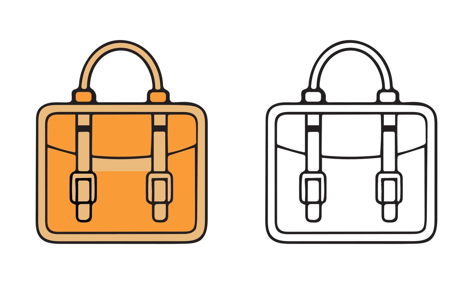 Sleek and Simple Line and Flat Briefcase Icons vector