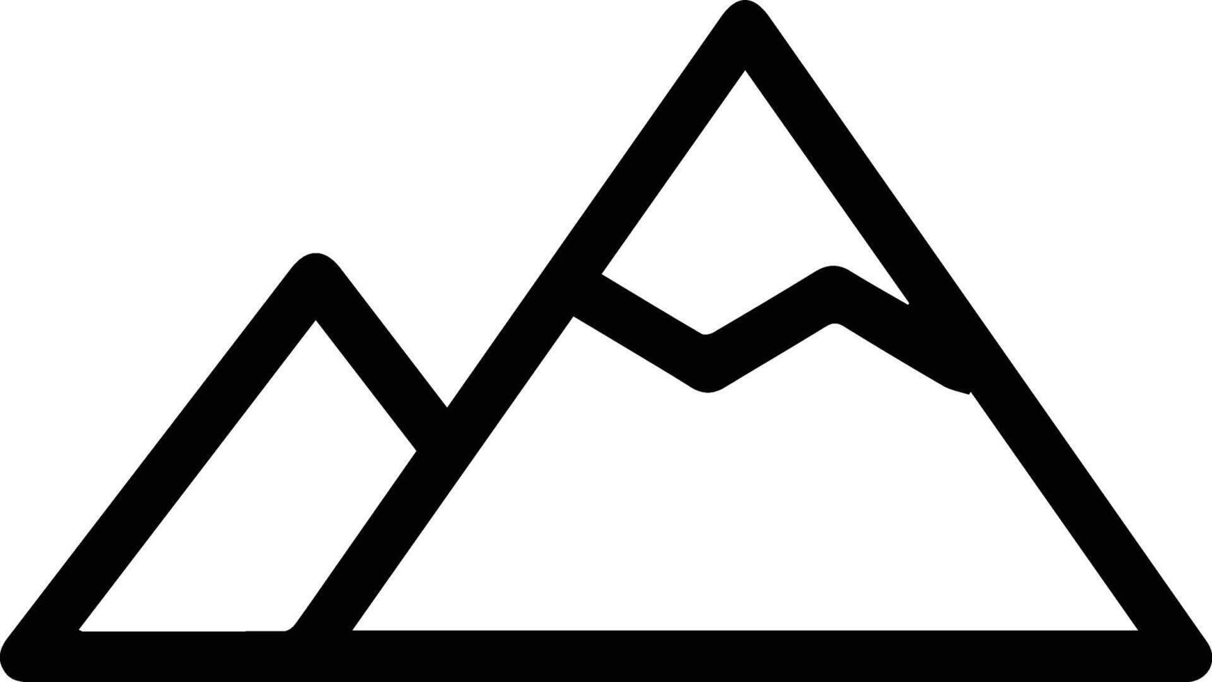 A mountain icon with a black outline vector