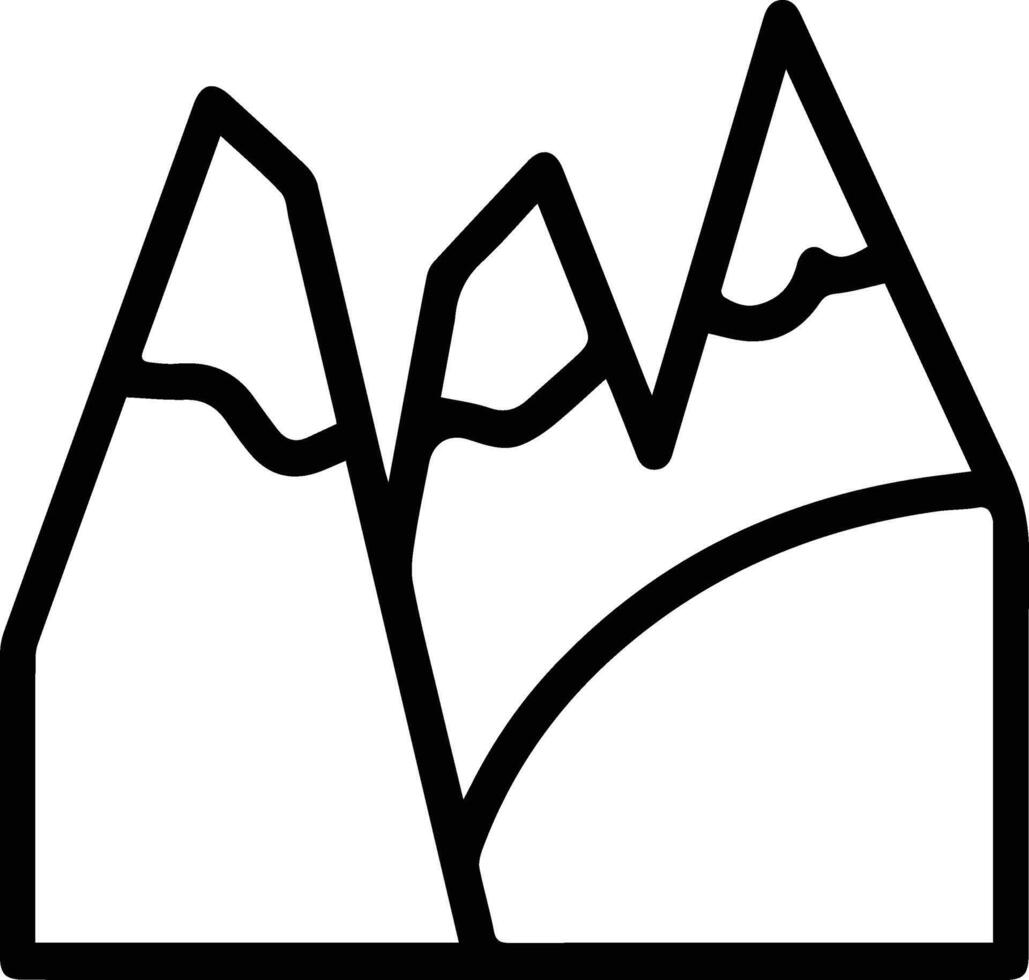 A mountain range is shown in black and white vector