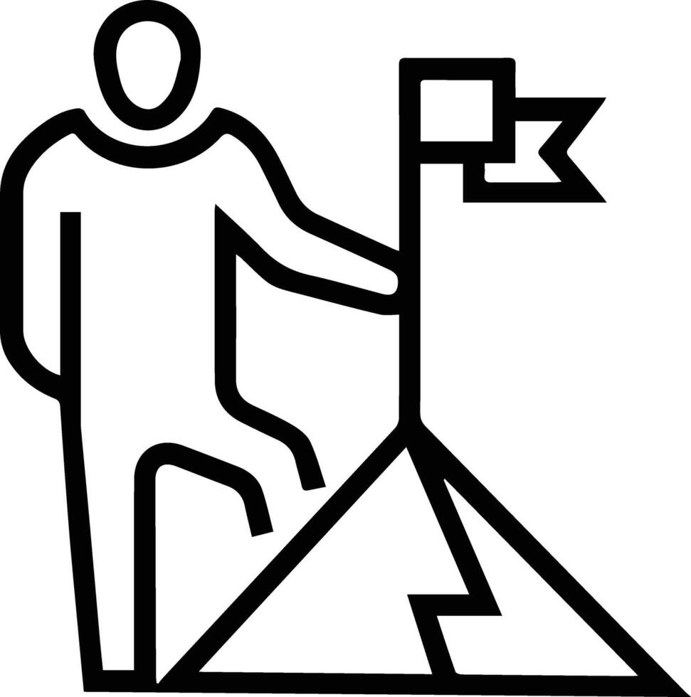 A man standing on top of a mountain with a flag vector
