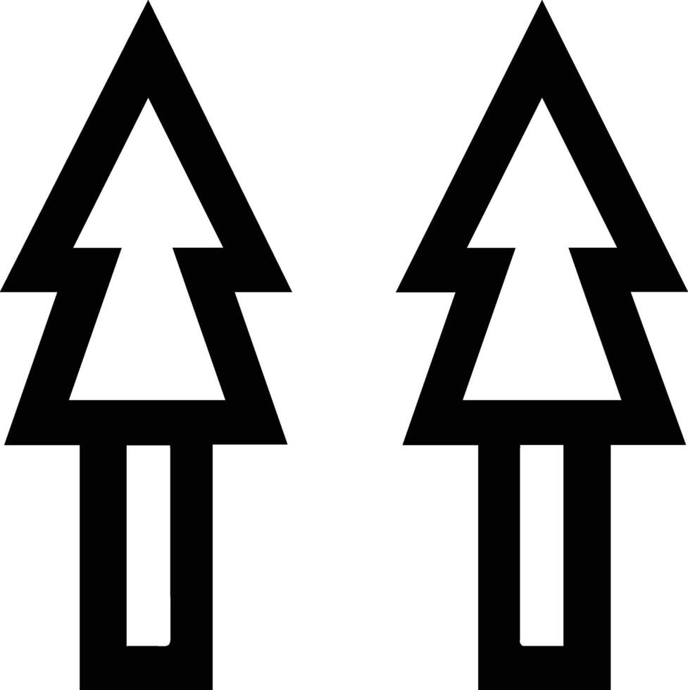 Two black and white trees with arrows pointing to them vector