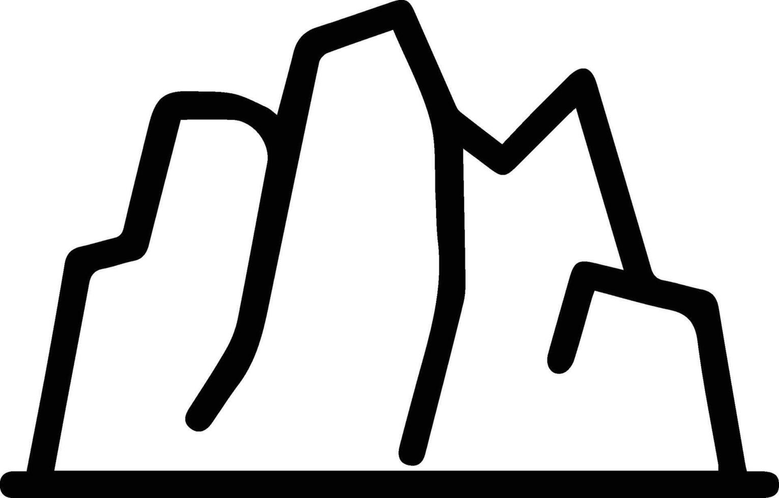 A mountain icon with a black outline vector