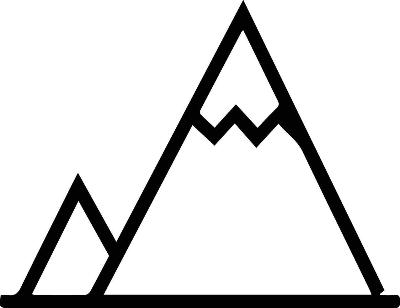 A mountain icon with a black outline vector