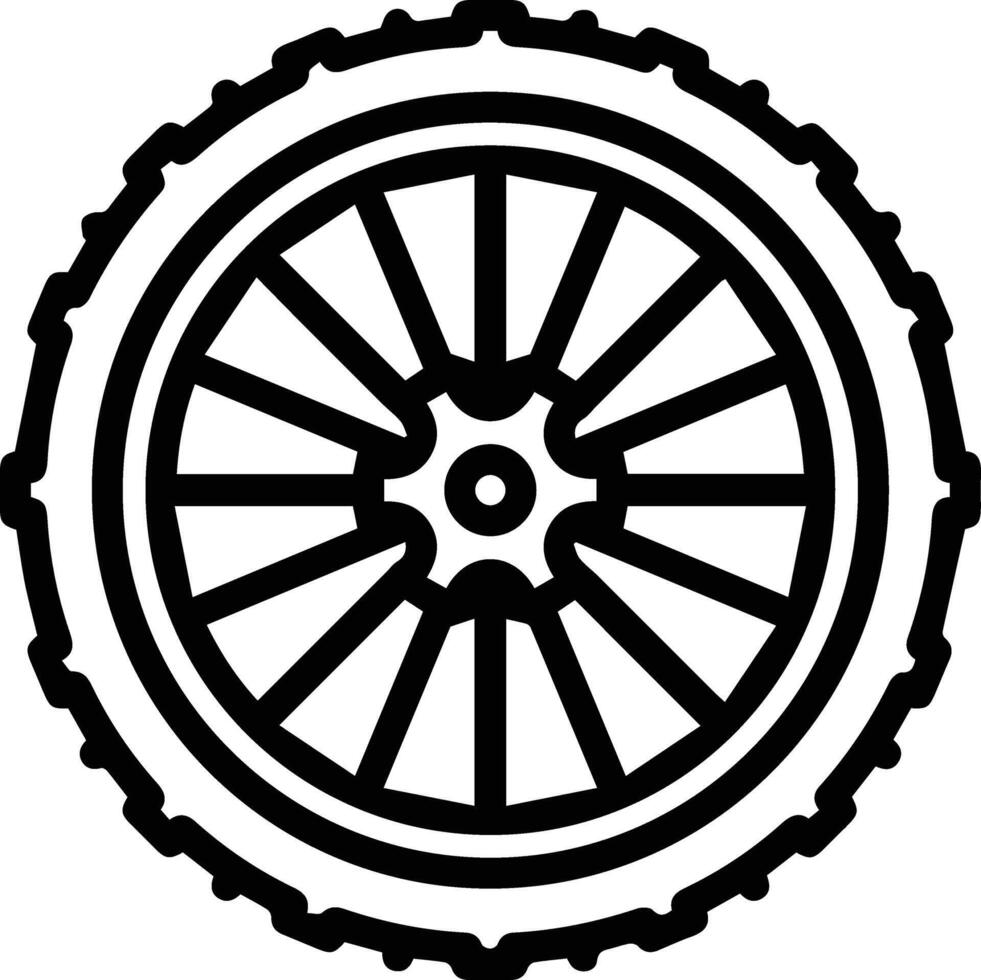 A black and white image of a tire wheel vector