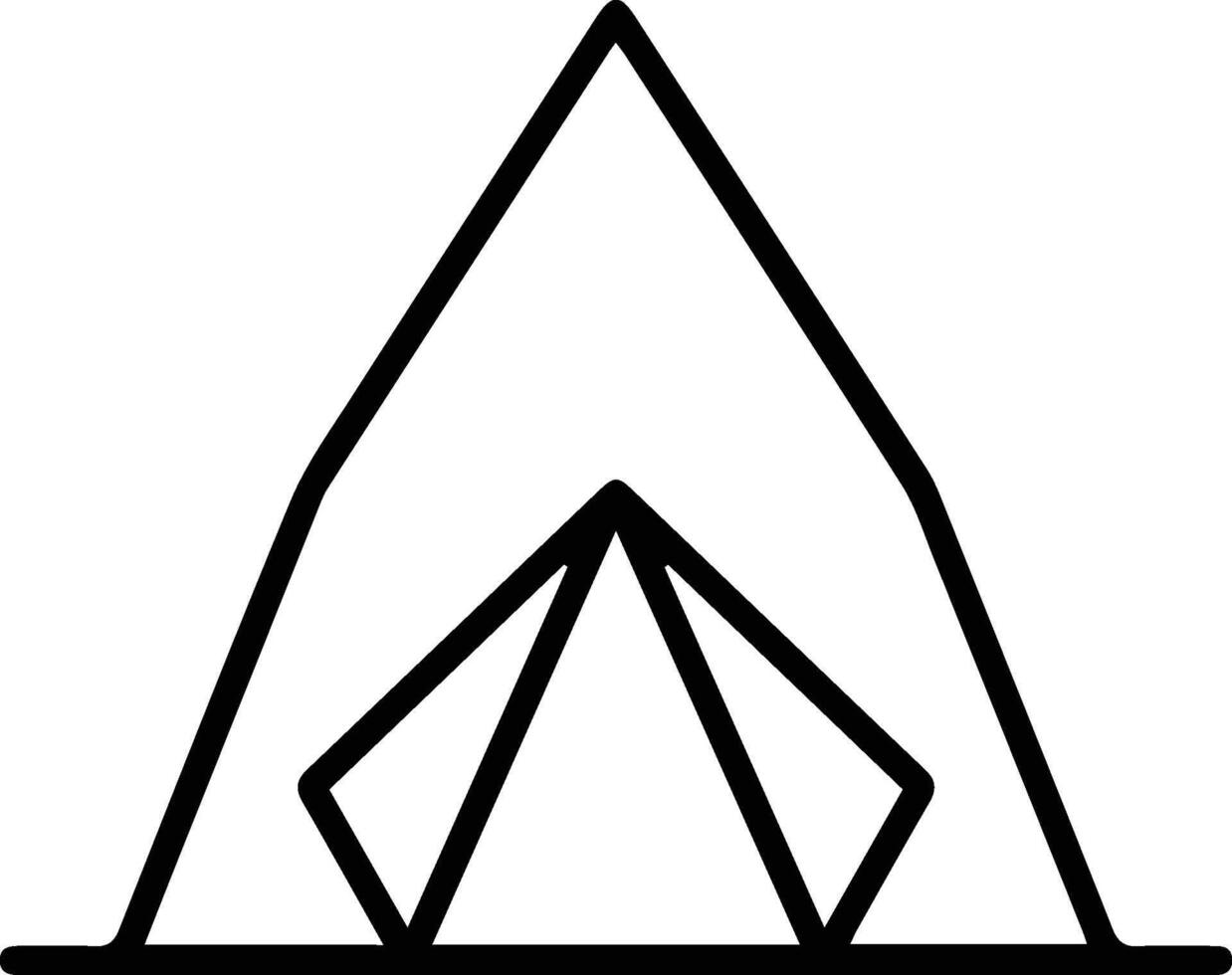 A black and white drawing of a tent vector
