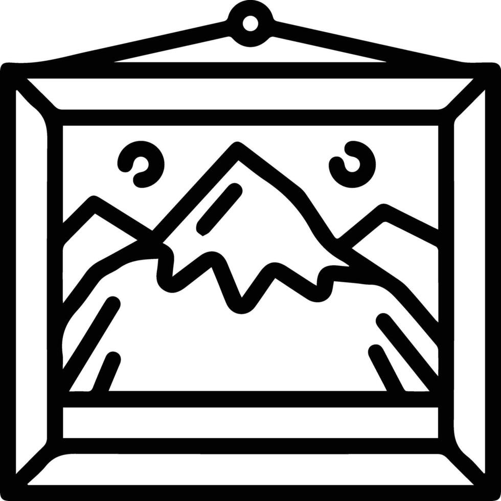 A black and white drawing of a mountain with a frame vector