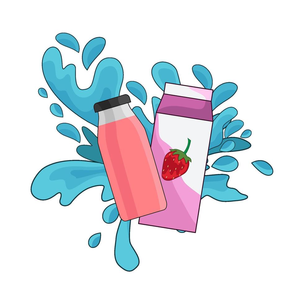 strawberry milk with Abstract Liquid Splash Design vector