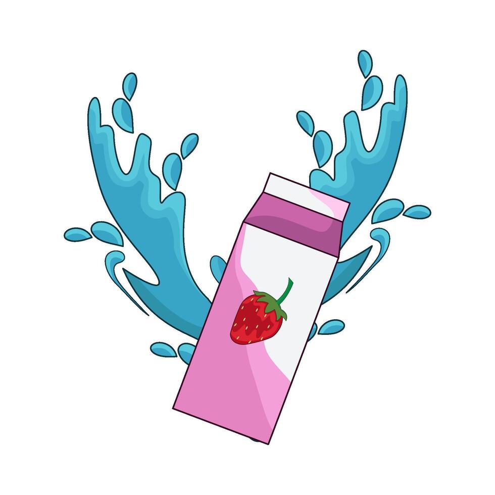 strawberry milk box with Liquid Splash Effect vector