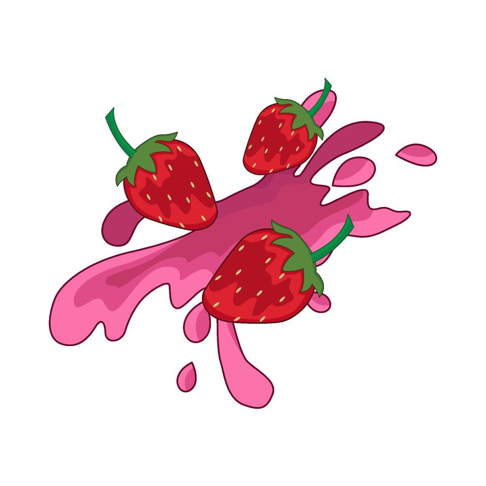 strawberry with Abstract Liquid Splash vector