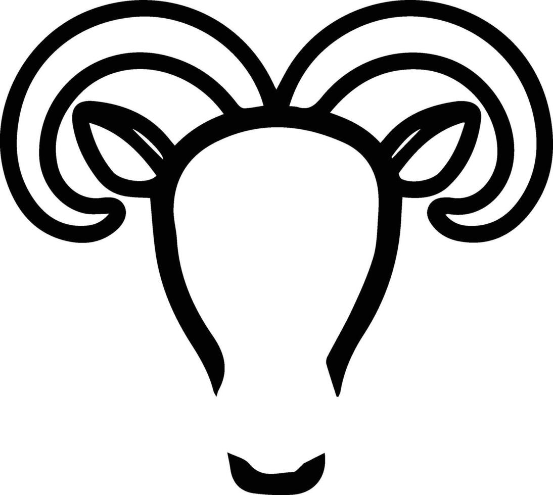 A ram head with long horns on a white background vector