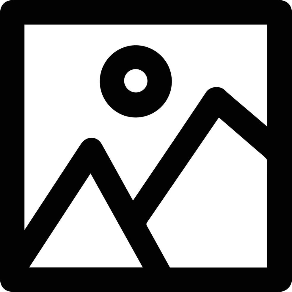 A black and white image of a mountain and a sun vector