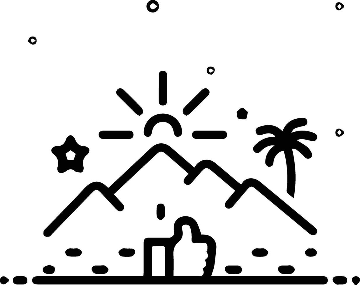 A black and white image of a mountain with palm trees vector
