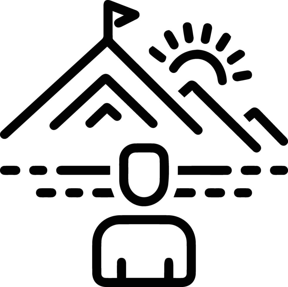 A man is standing in front of a mountain with a flag vector