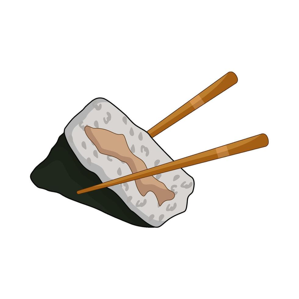Cute Onigiri with chopsticks vector