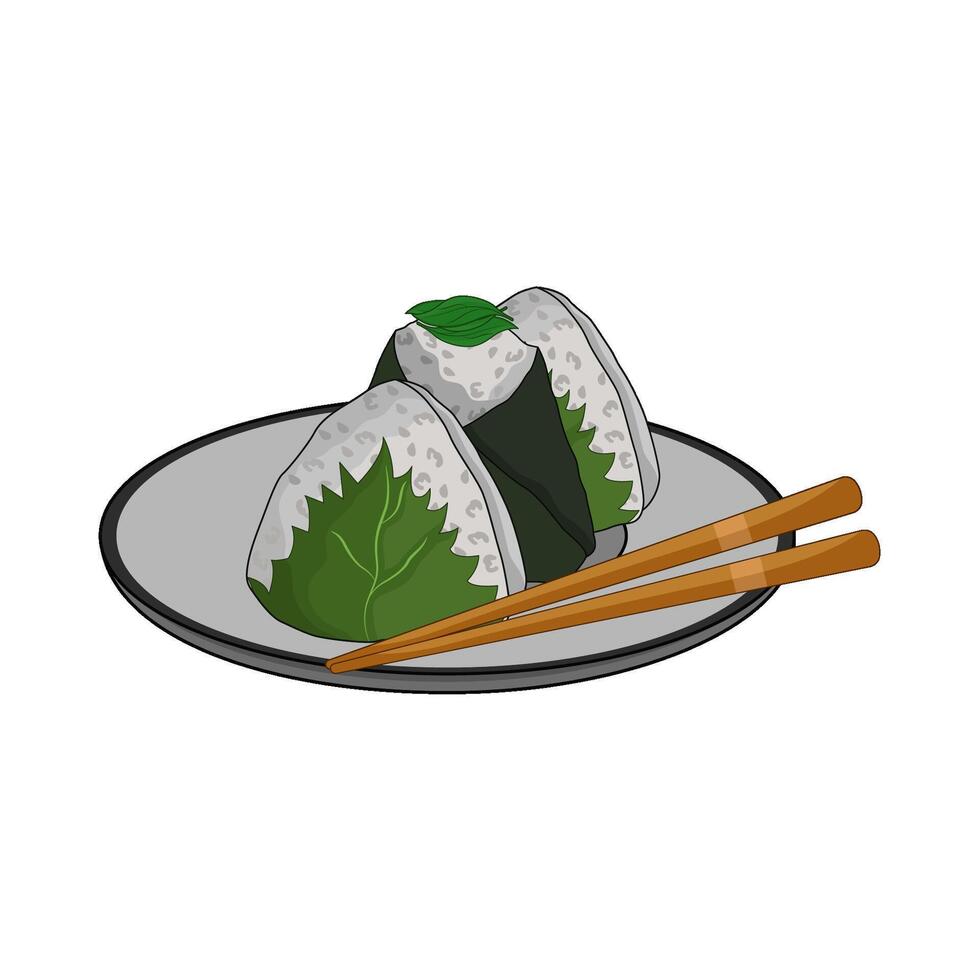 Homemade Onigiri on plate vector