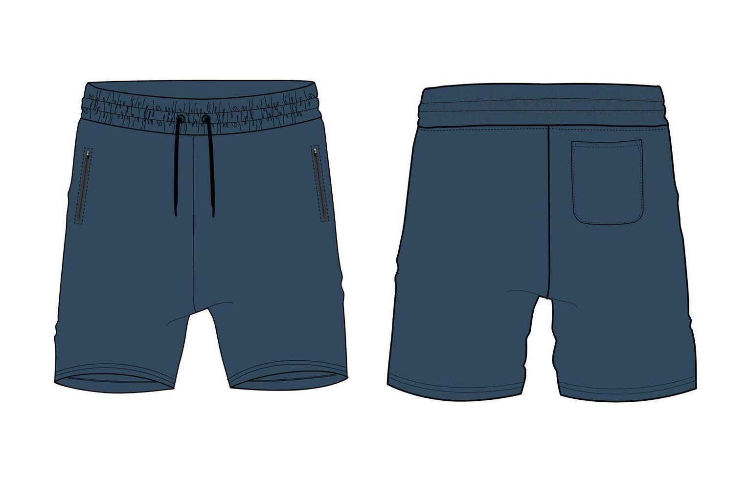 Sweat shorts pant front and back isolated on white background vector