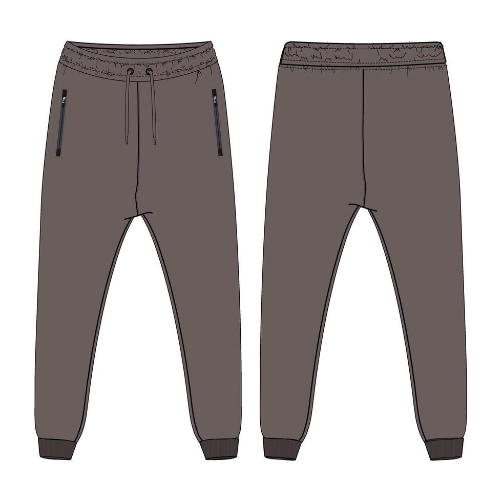 A pair of sweatpants with a zipper on the side vector