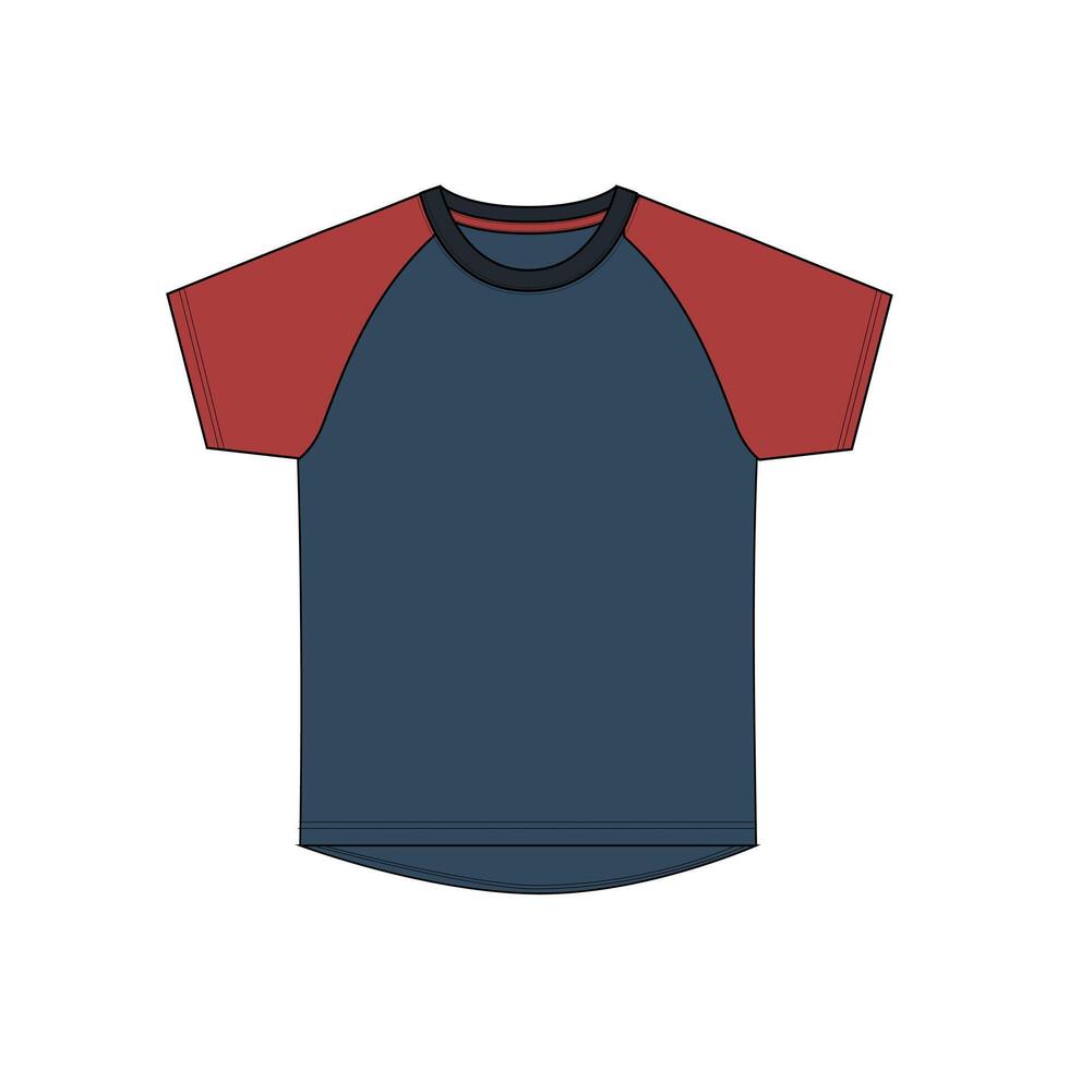 A blue and red t - shirt with a red sleeve vector