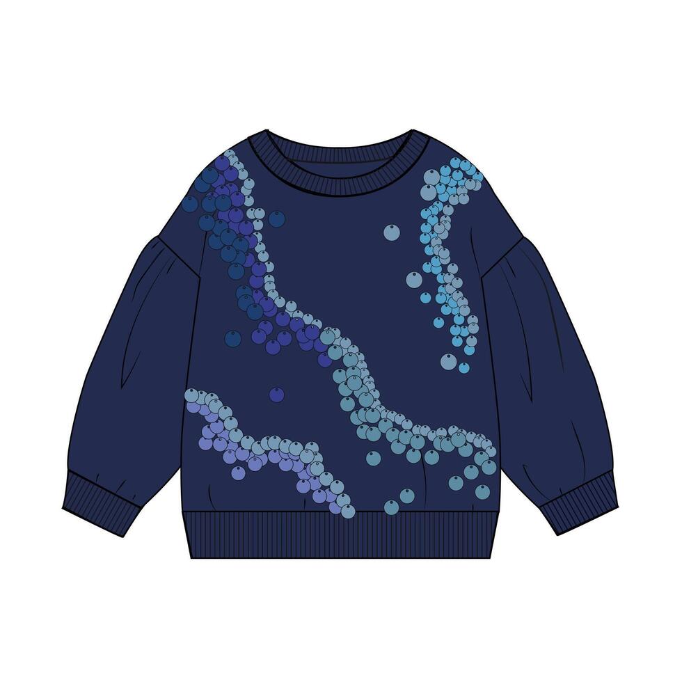 A sweater with blue and purple dots on it vector