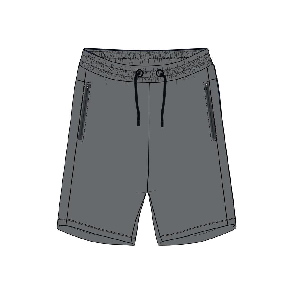 Sweat shorts pant front and back isolated on white background vector