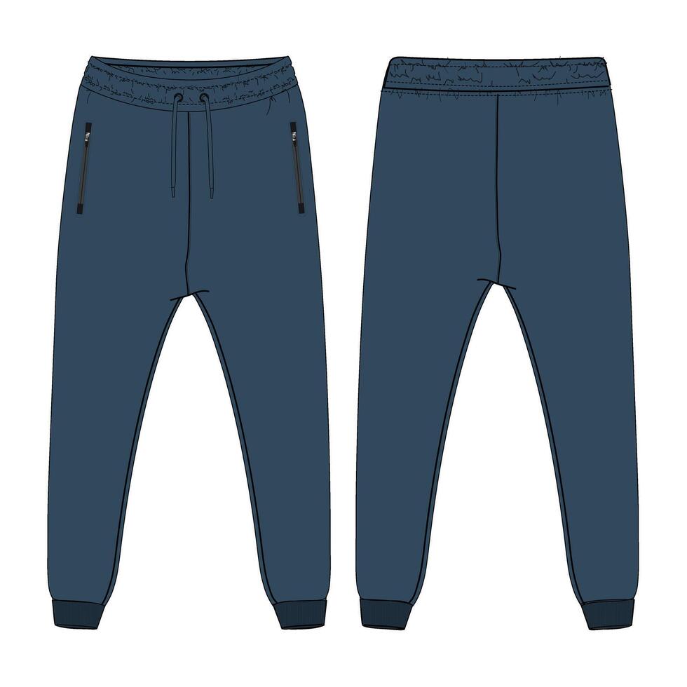 The blue sweat pants are shown in front of a white background vector