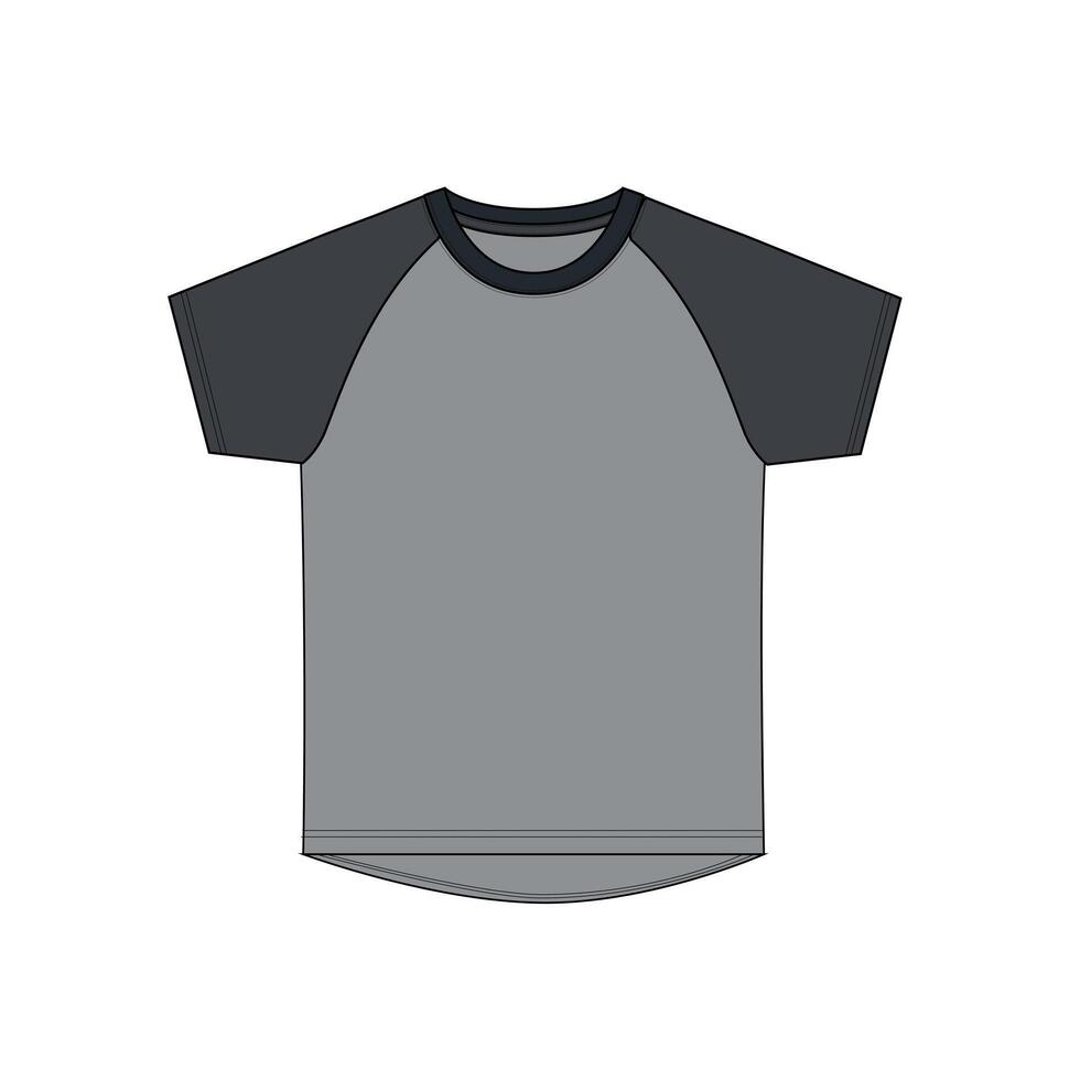 A gray and black t - shirt on a white background vector
