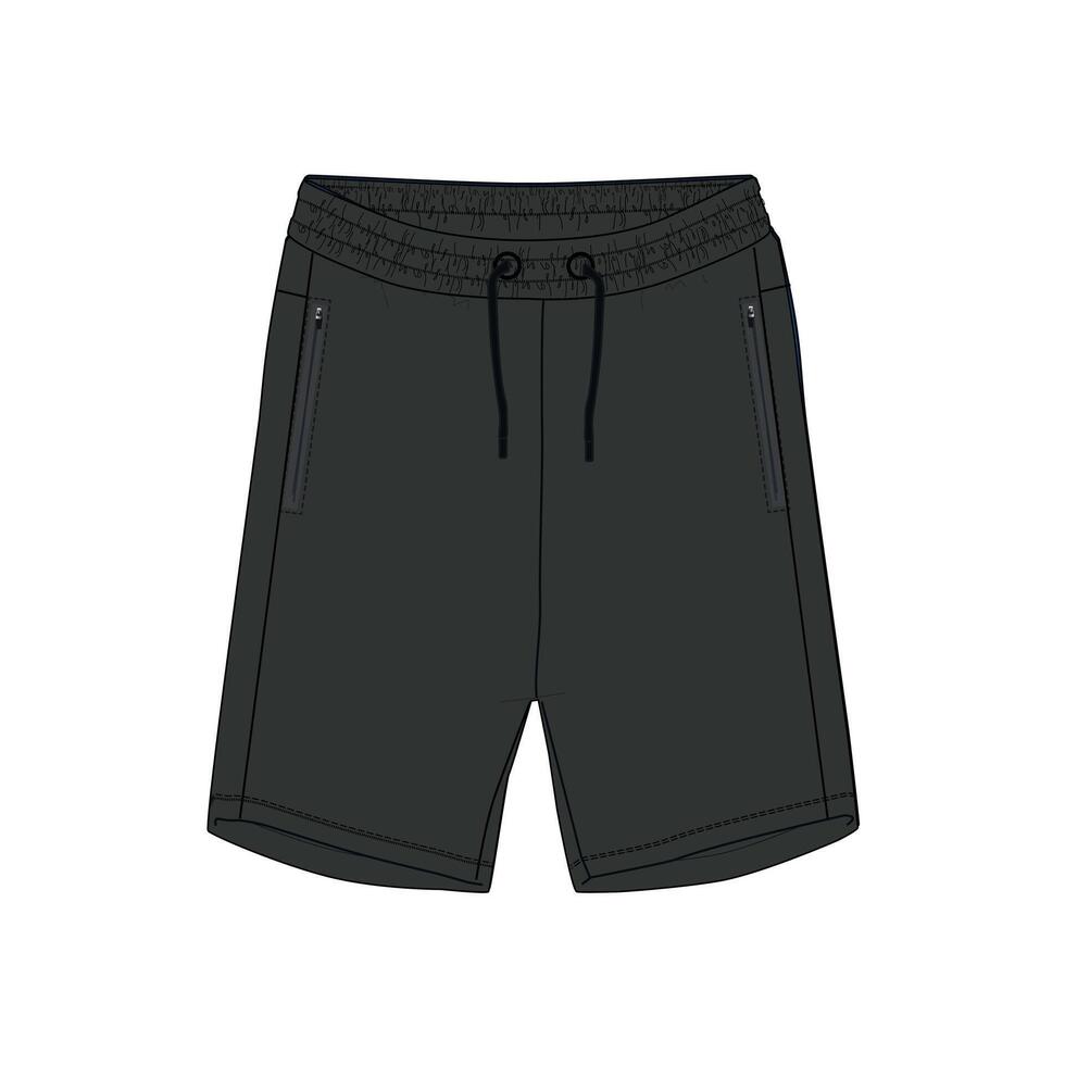Sweat shorts pant front and back isolated on white background vector