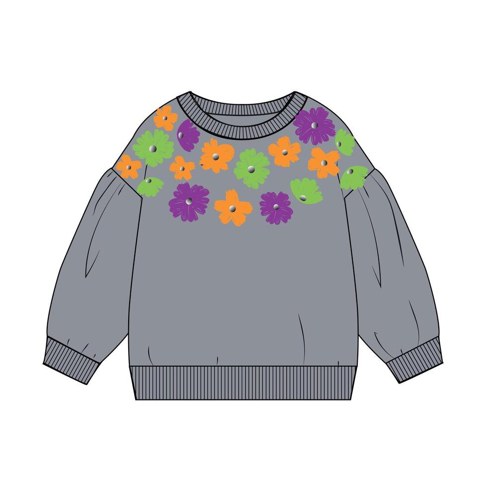 A sweater with colorful flowers on it vector