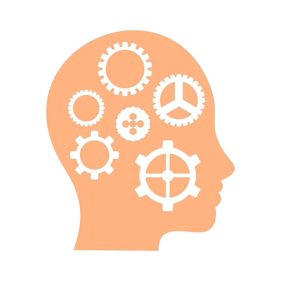 human head with cogs and gears vector