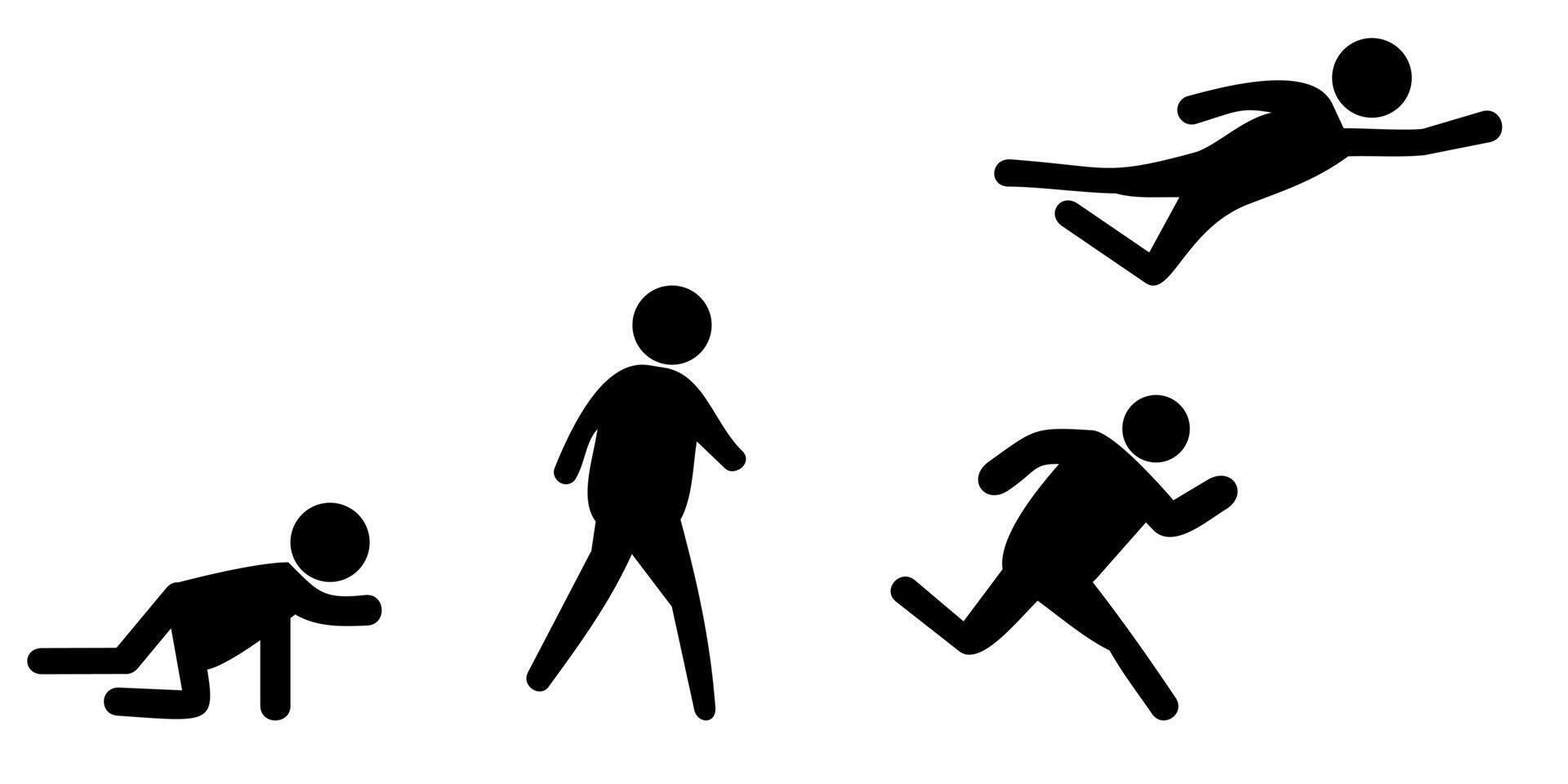 crawl, run, walk and fly people icons. illustration. clipart image isolated on white background. vector