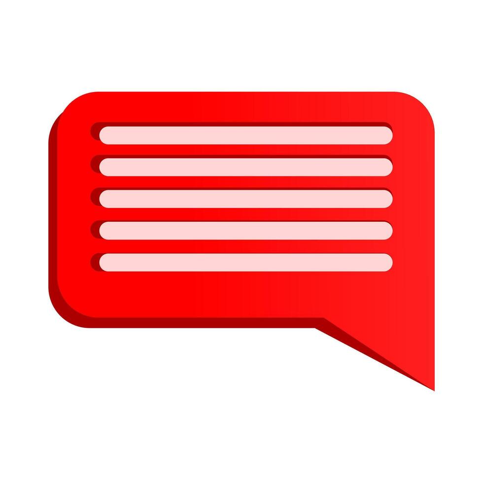 red 3d speech bubble icons isolated on white background. Chatting box, message box, symbol for chat on social media, illustration vector