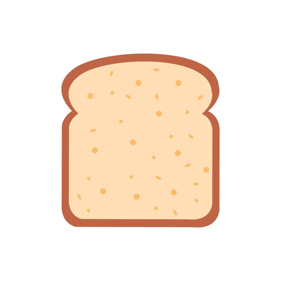 flat design single bread slice stock illustration, logo, and icon isolated on a white background vector