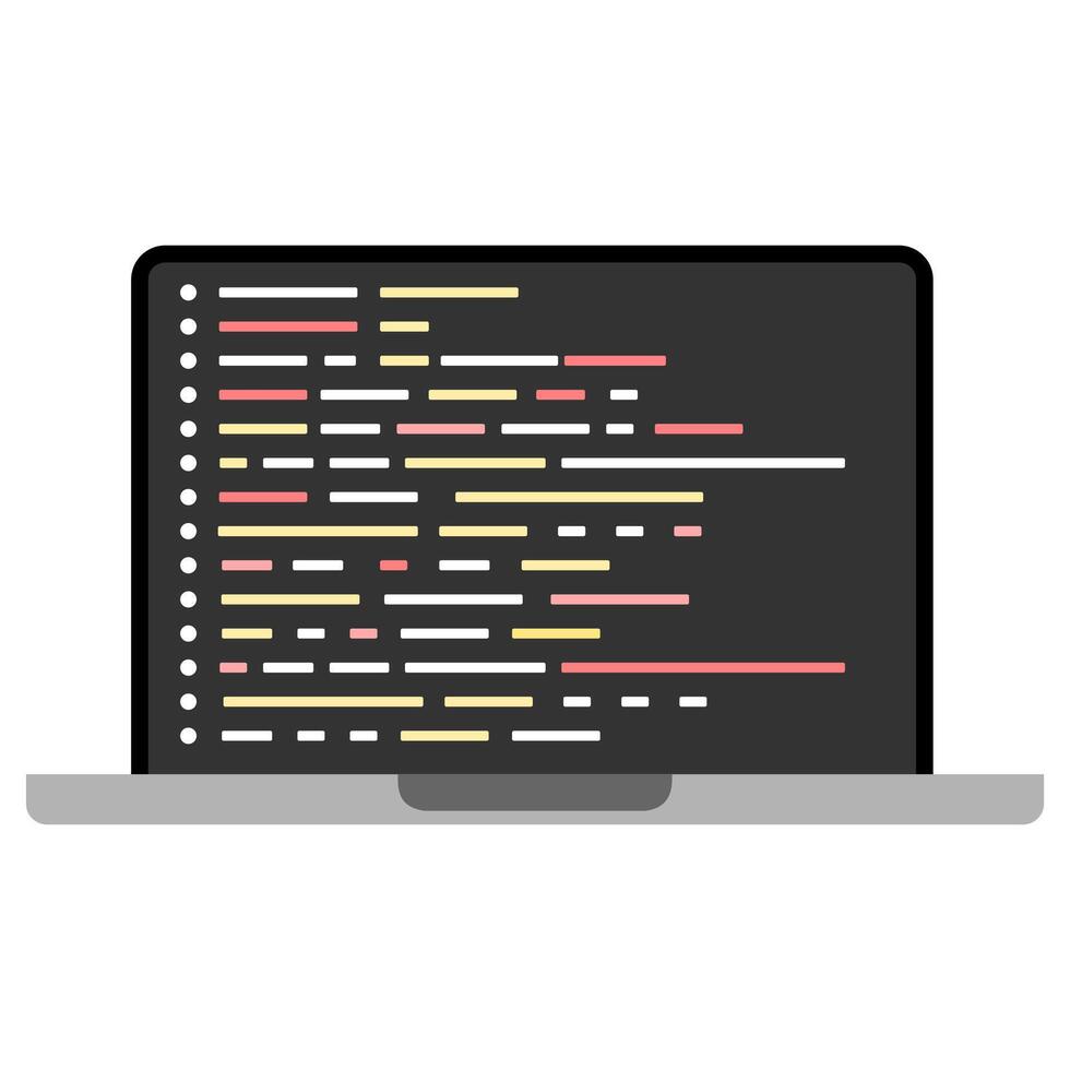 laptop and program code development. Web coding concept. Coding screen vector