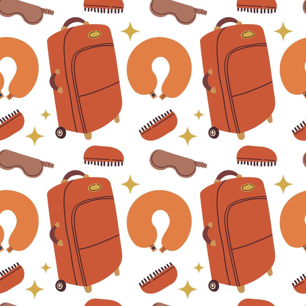 Endless background with suitcase and travel elements . Travel around the world, adventure. Design for fashion , fabric, textile, and all prints vector