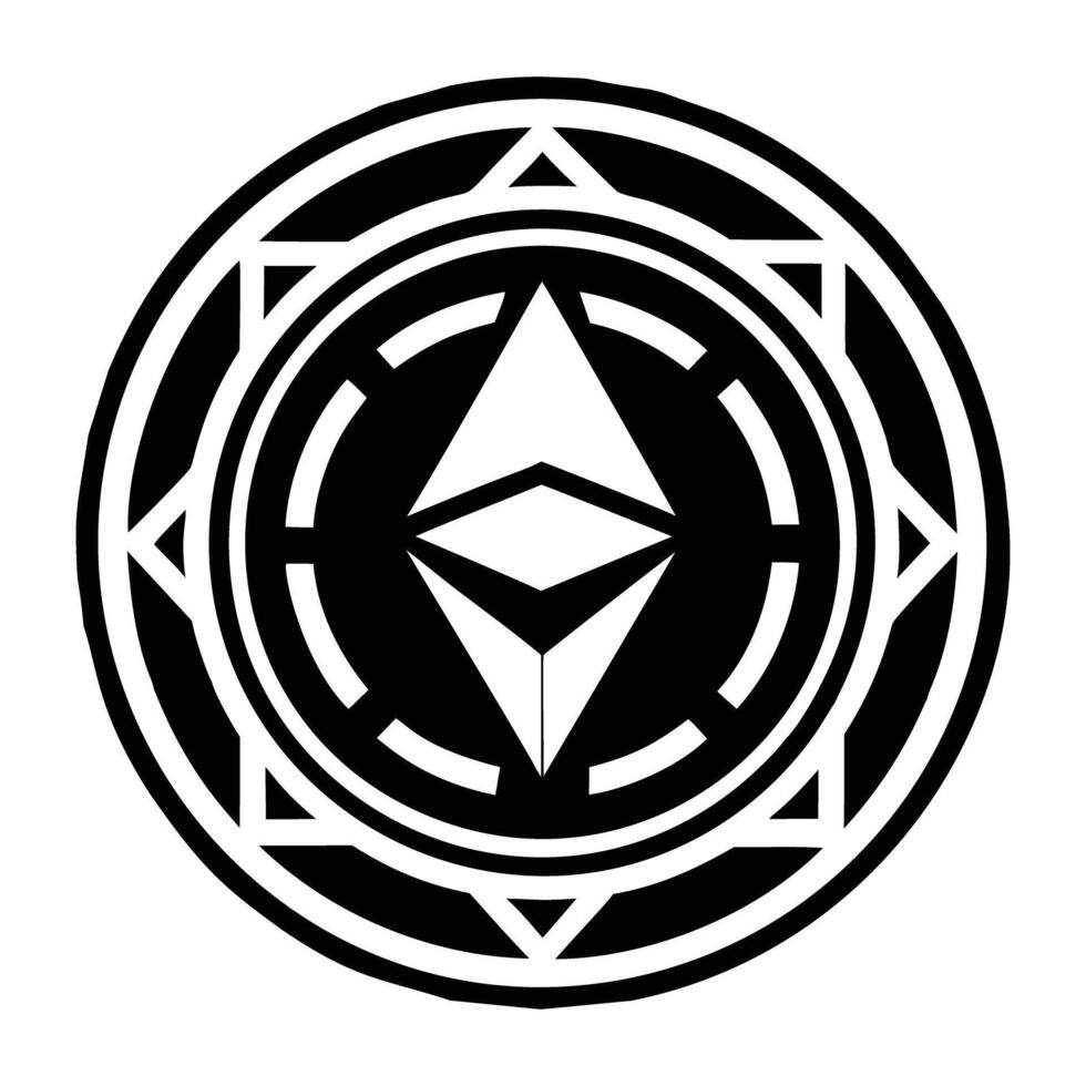 Ethereum logo black and white vector