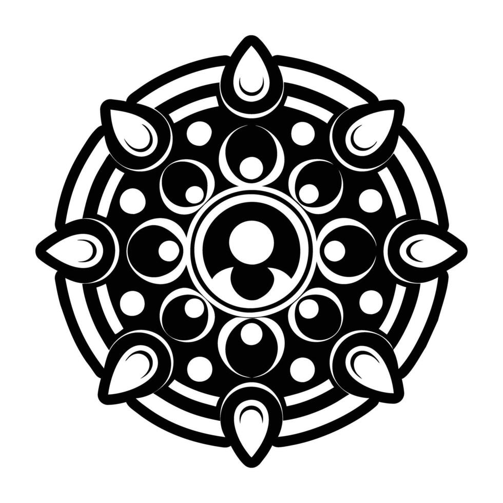 A black and white design with a circular design vector