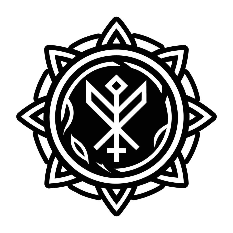 A glyph style icon of the rune sigil vector