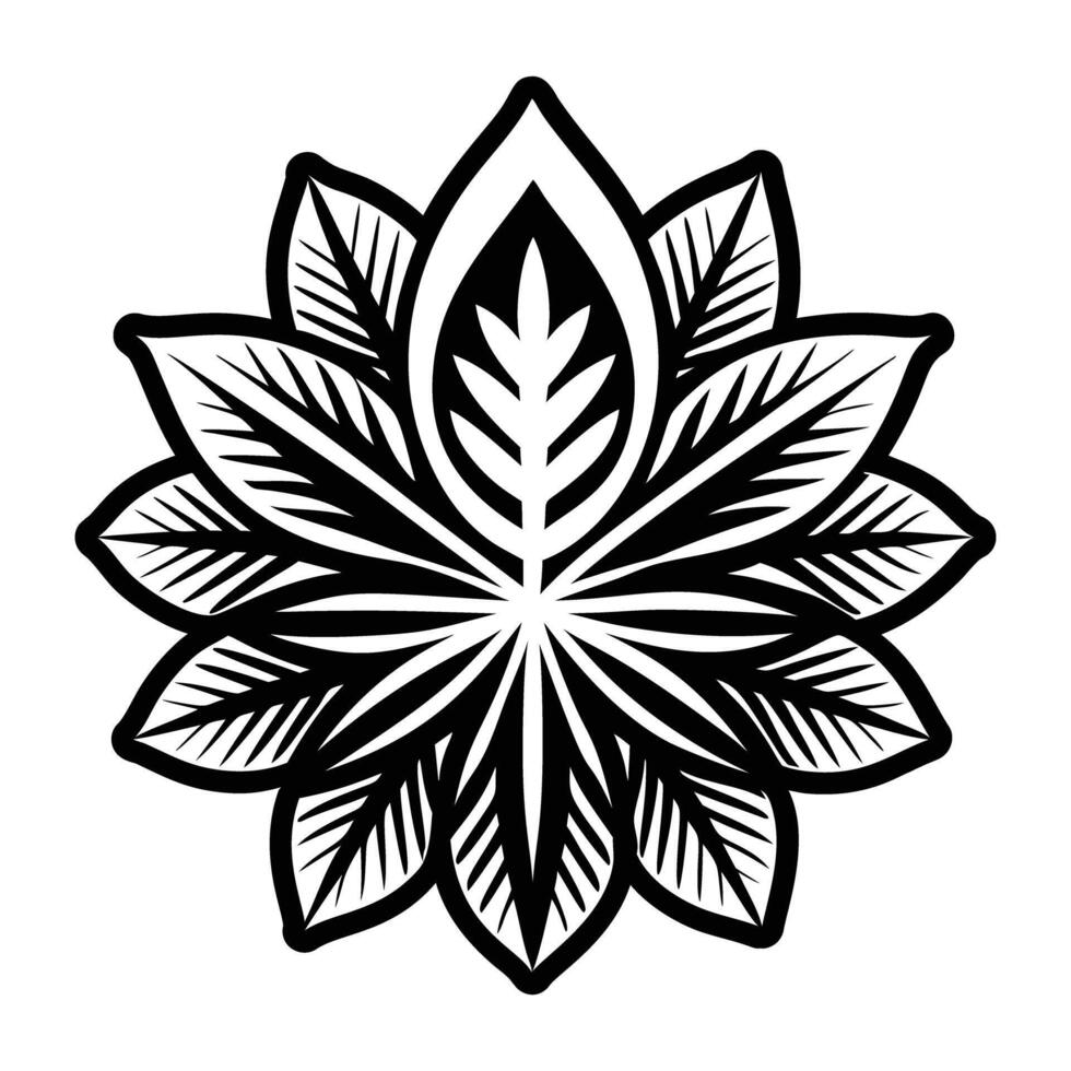 A black and white logo of a leaf vector